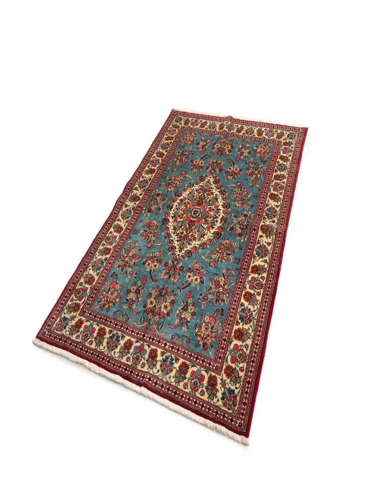 Detail image of  4' 8 x 6' 9  Hand Knotted Qom Persian Rug