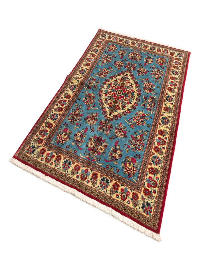 Detail image of  4' 9 x 6' 10  Hand Knotted Qom Persian Rug