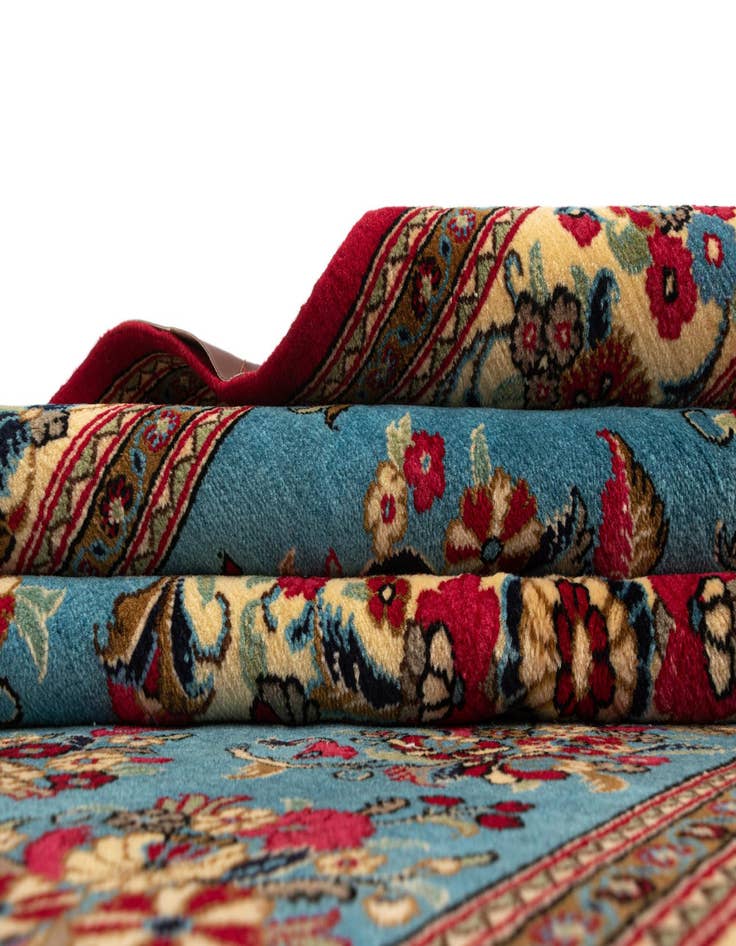 Detail image of  4' 9 x 6' 10  Hand Knotted Qom Persian Rug