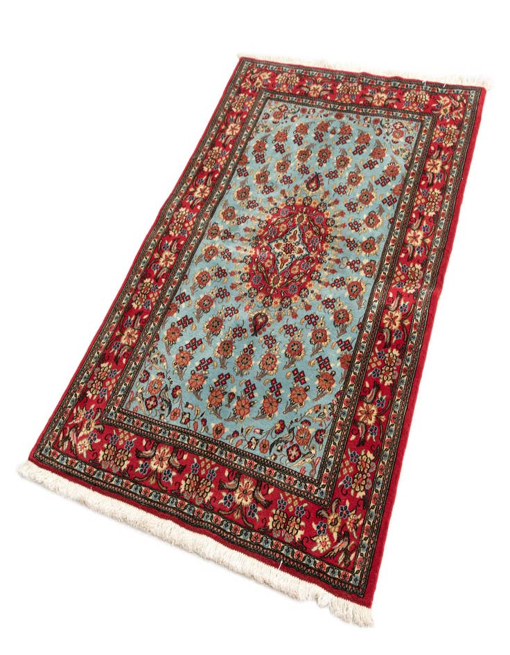 Detail image of  3' 7 x 5'  Hand Knotted Qom Persian Rug