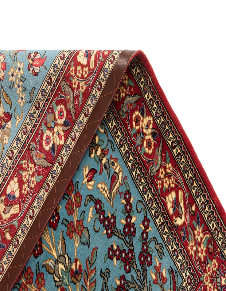 Detail image of  3' 5 x 5'  Hand Knotted Qom Persian Rug