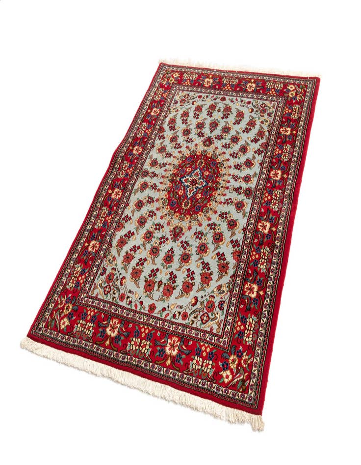 Detail image of  3' 7 x 4' 11  Hand Knotted Qom Persian Rug