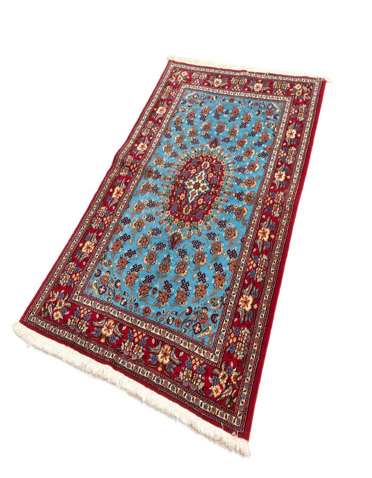 Detail image of  3' 5 x 4' 11  Hand Knotted Qom Persian Rug