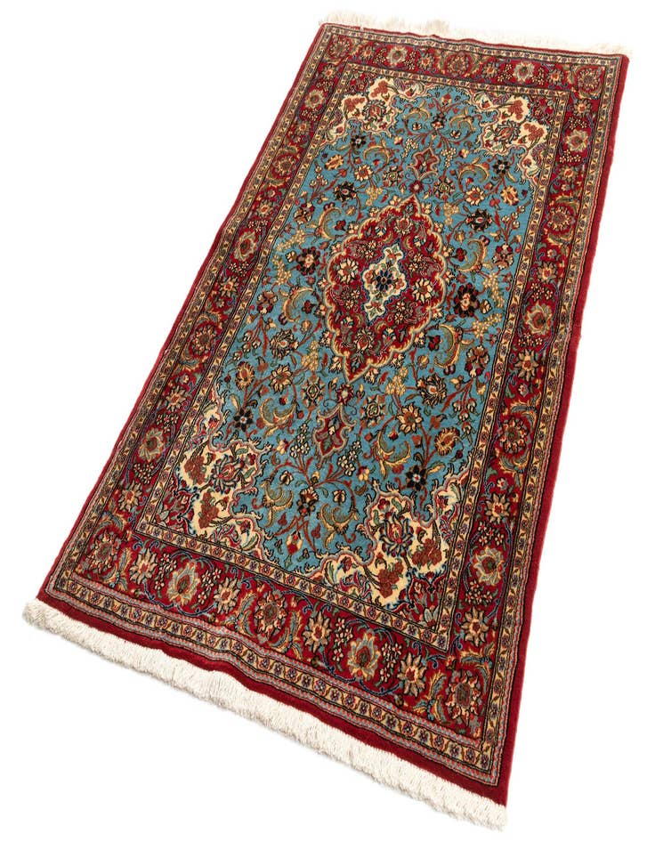 Detail image of  3' 5 x 5'  Hand Knotted Qom Persian Rug