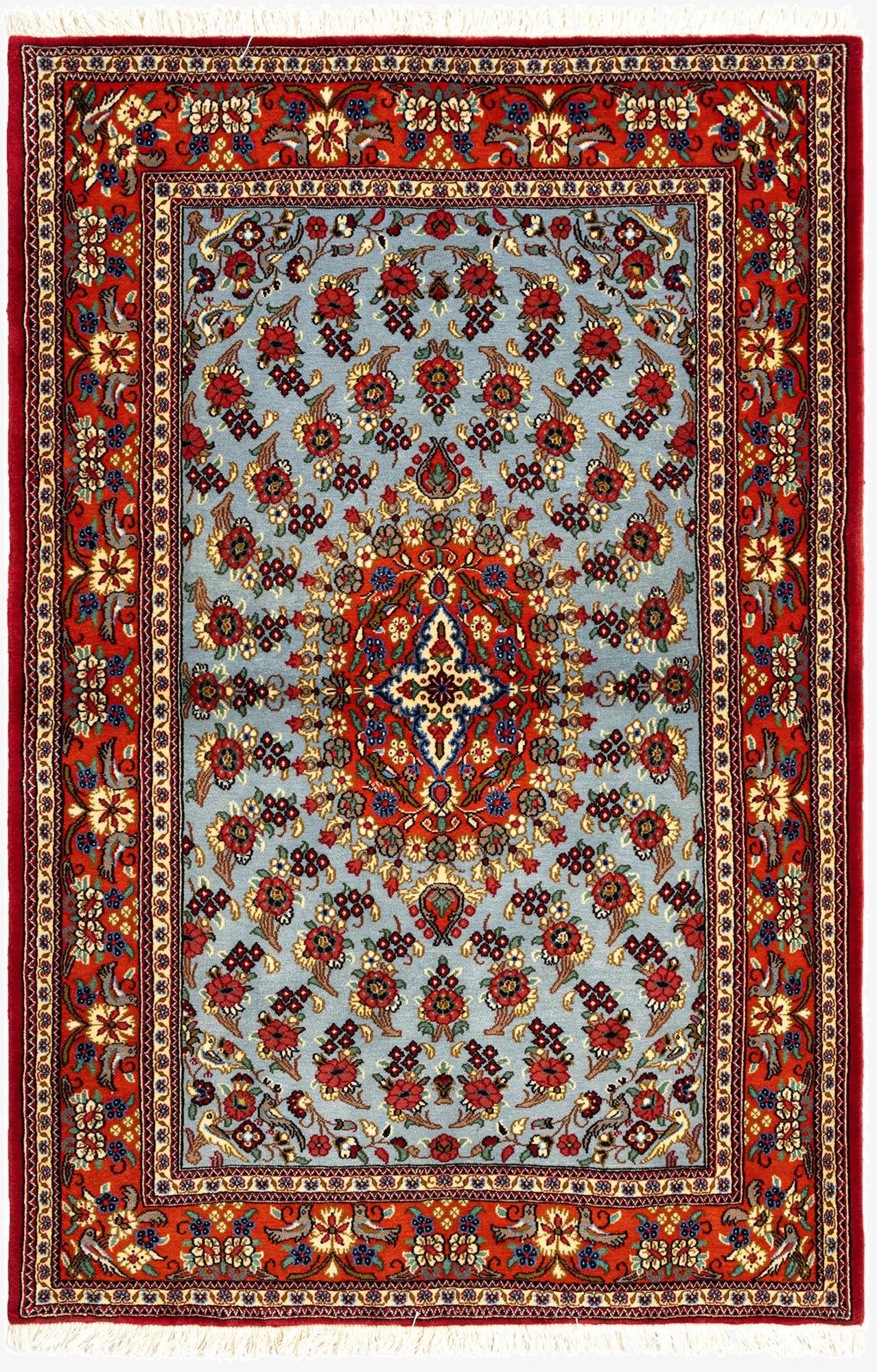  3' 5 x 5' 1  Hand Knotted Qom Persian Rug