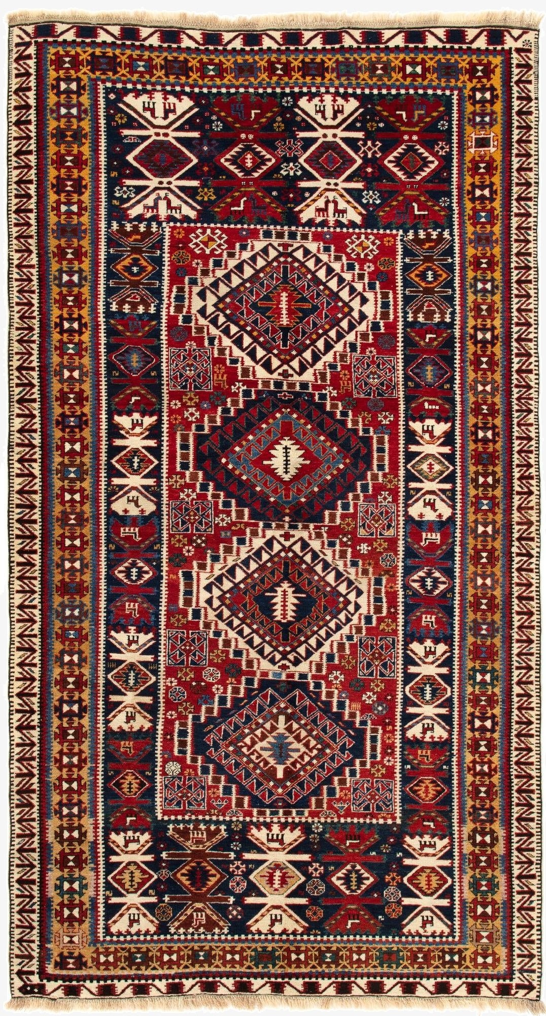  4' 11 x 9' 4  Hand Knotted Schirwan Rug