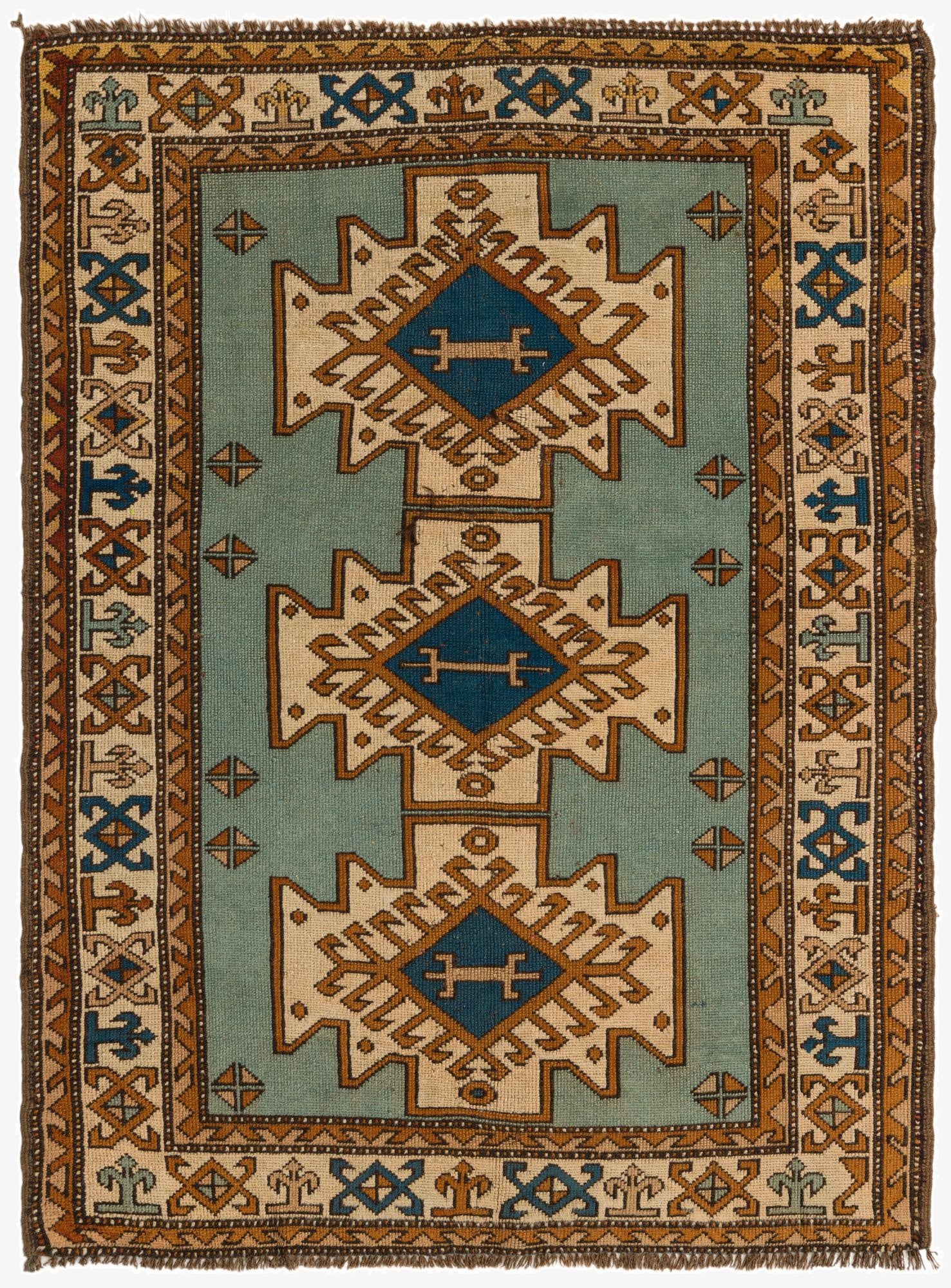  4' 7 x 6'  Hand Knotted Shirvan Persian Wool Rug