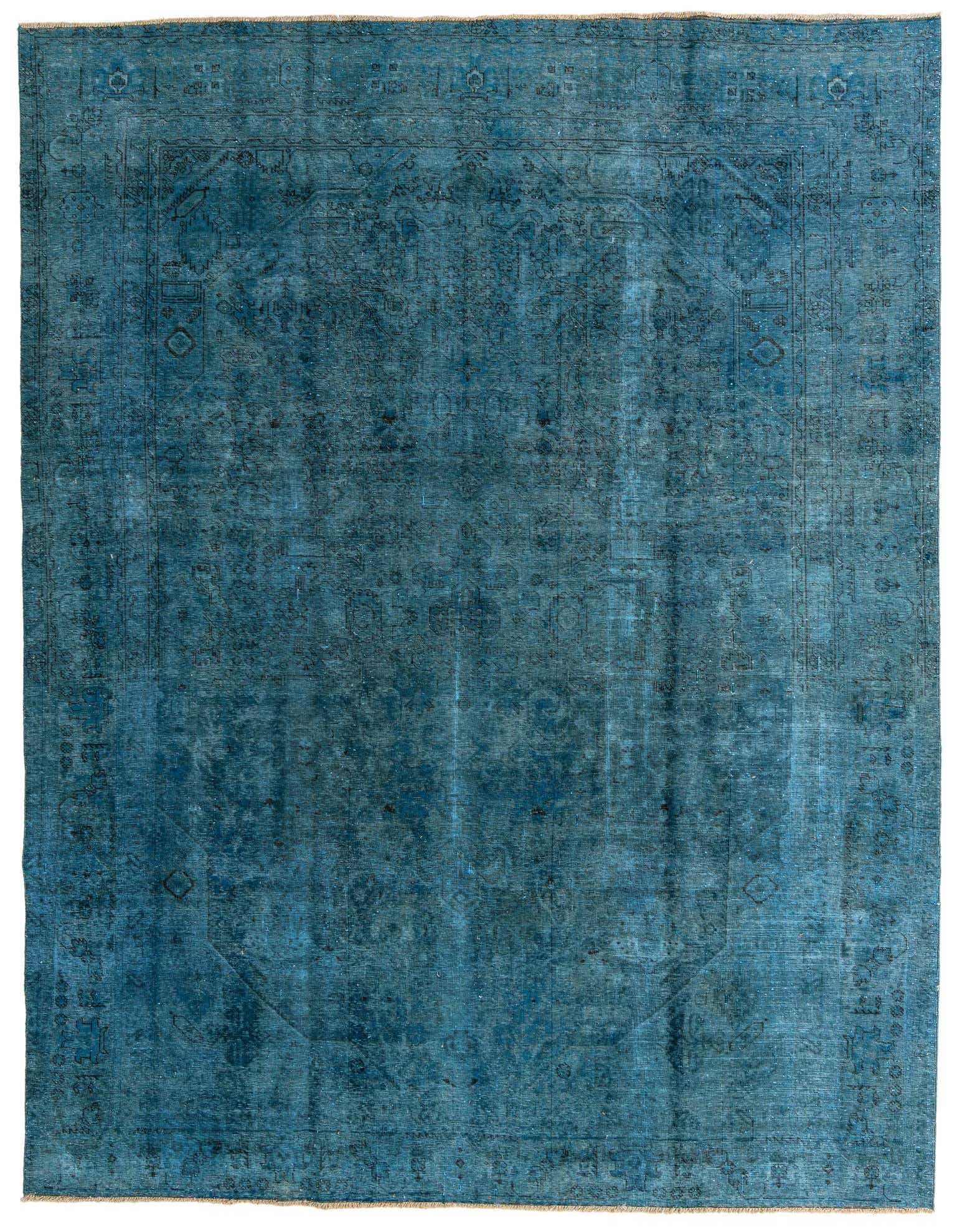 A 9x12 rectangular Ultra Vintage blue wool rug with a faded Persian medallion pattern, suitable for a living room.