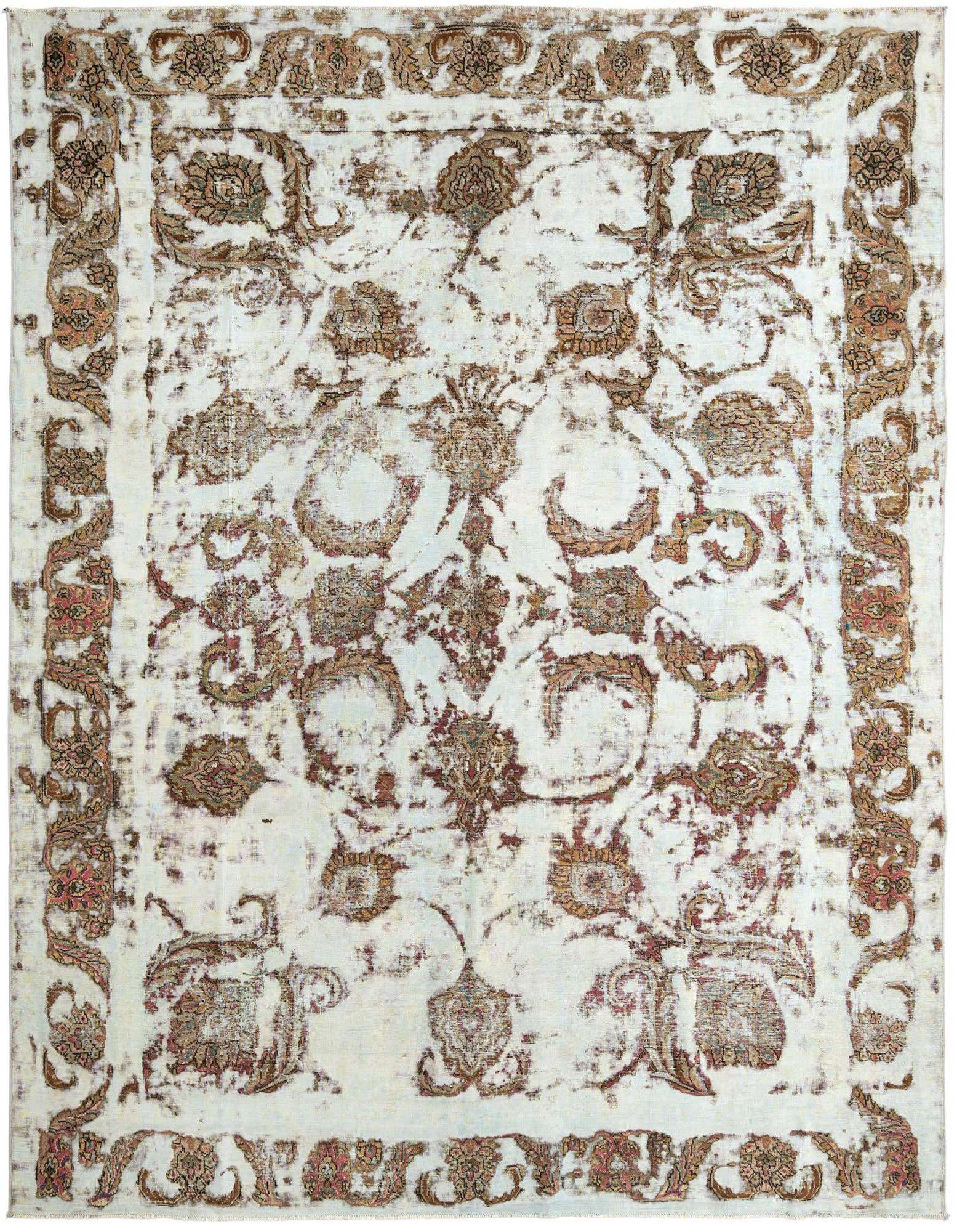 A 10x12 rectangular Rugs.com Vintage Royal rug with a distressed blue Persian pattern and a medium pile, ideal for indoor use.