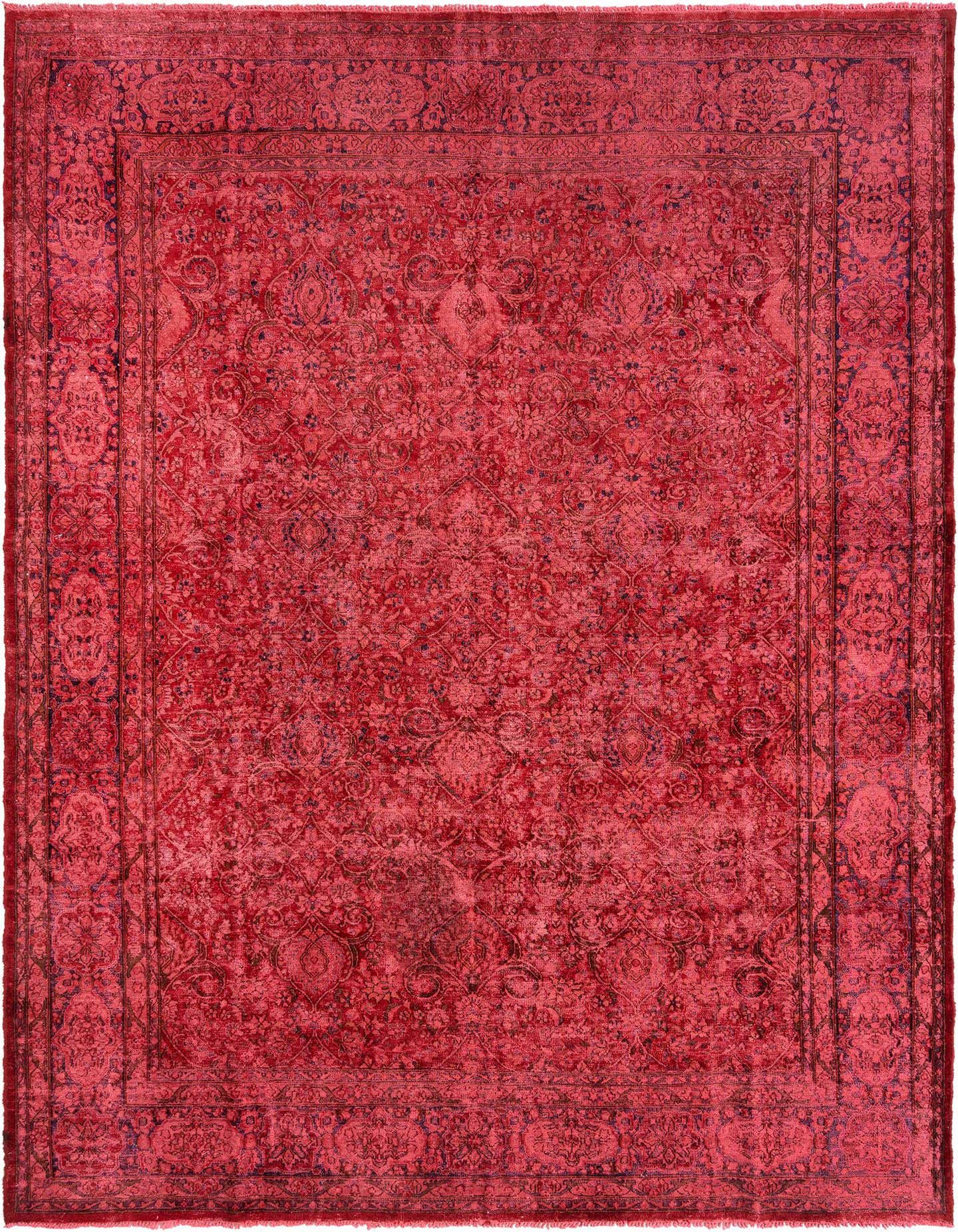 A 10x14 rectangular Persian rug in shades of blue with an intricate traditional pattern and distressed finish.