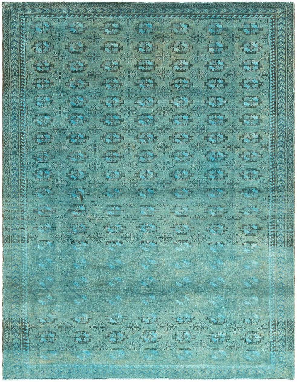 A 3x5 rectangular blue vintage wool rug with a faded traditional pattern and border, suitable for an entryway.