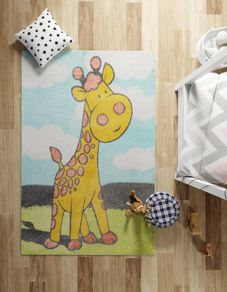 Detail image of  4' 1 x 6' 1 Giraffe Whimsy Kids Rug