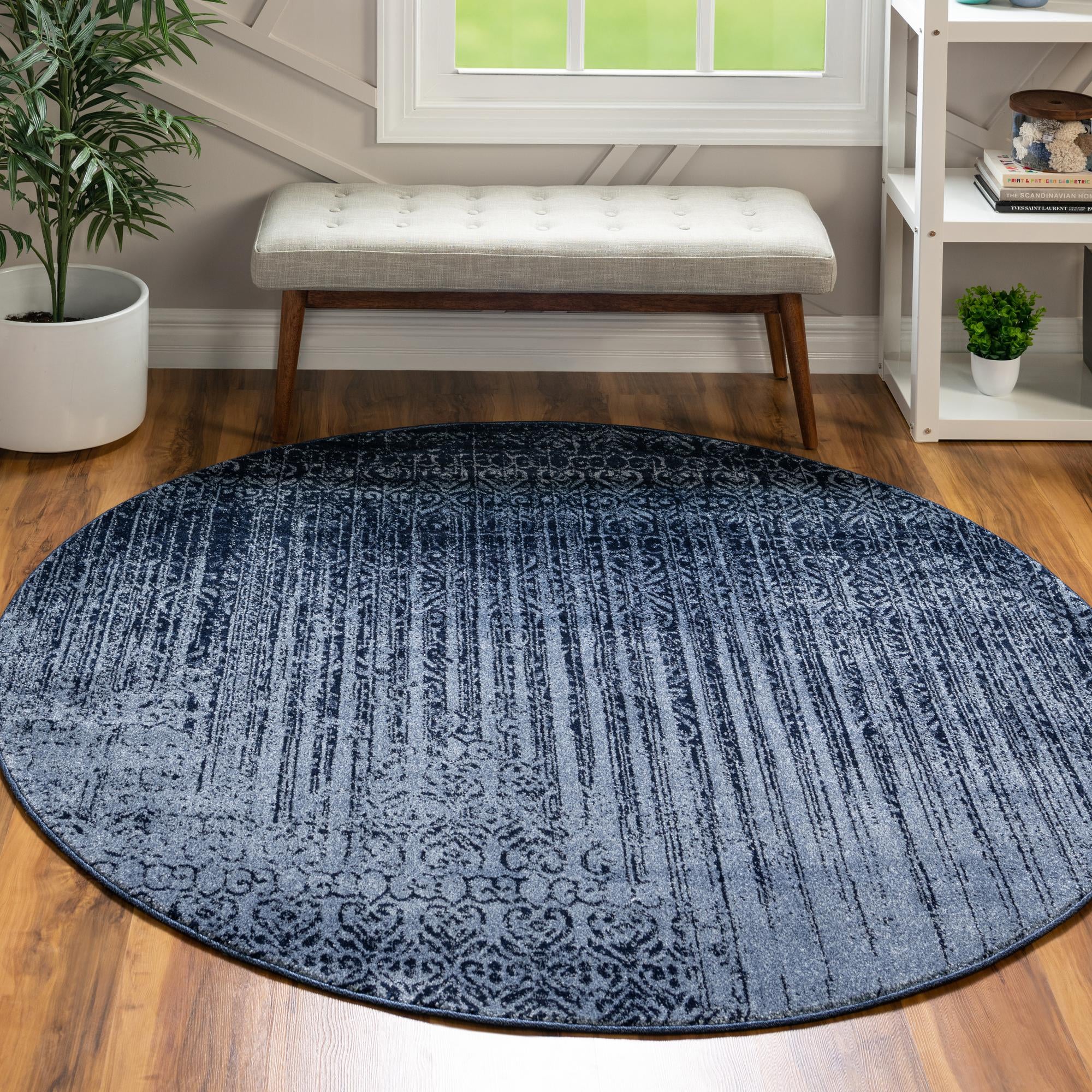 Blue 7' 10 x 7' 10 Angelica Round Rug | Rugs.com