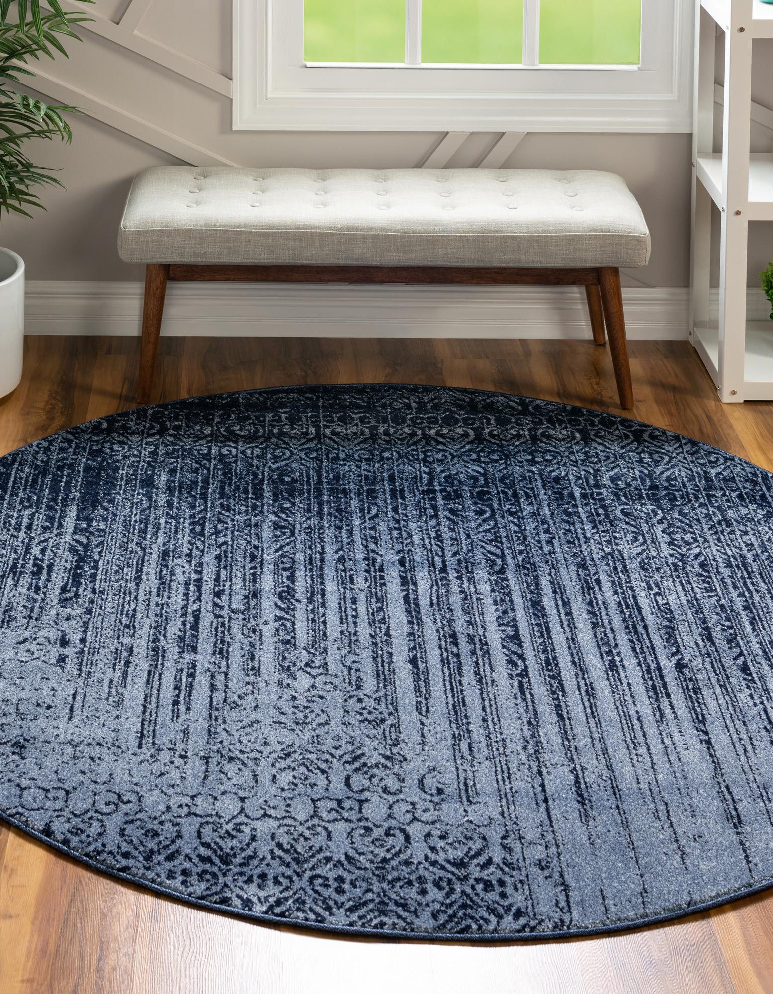 Blue 7' 10 x 7' 10 Angelica Round Rug | Rugs.com