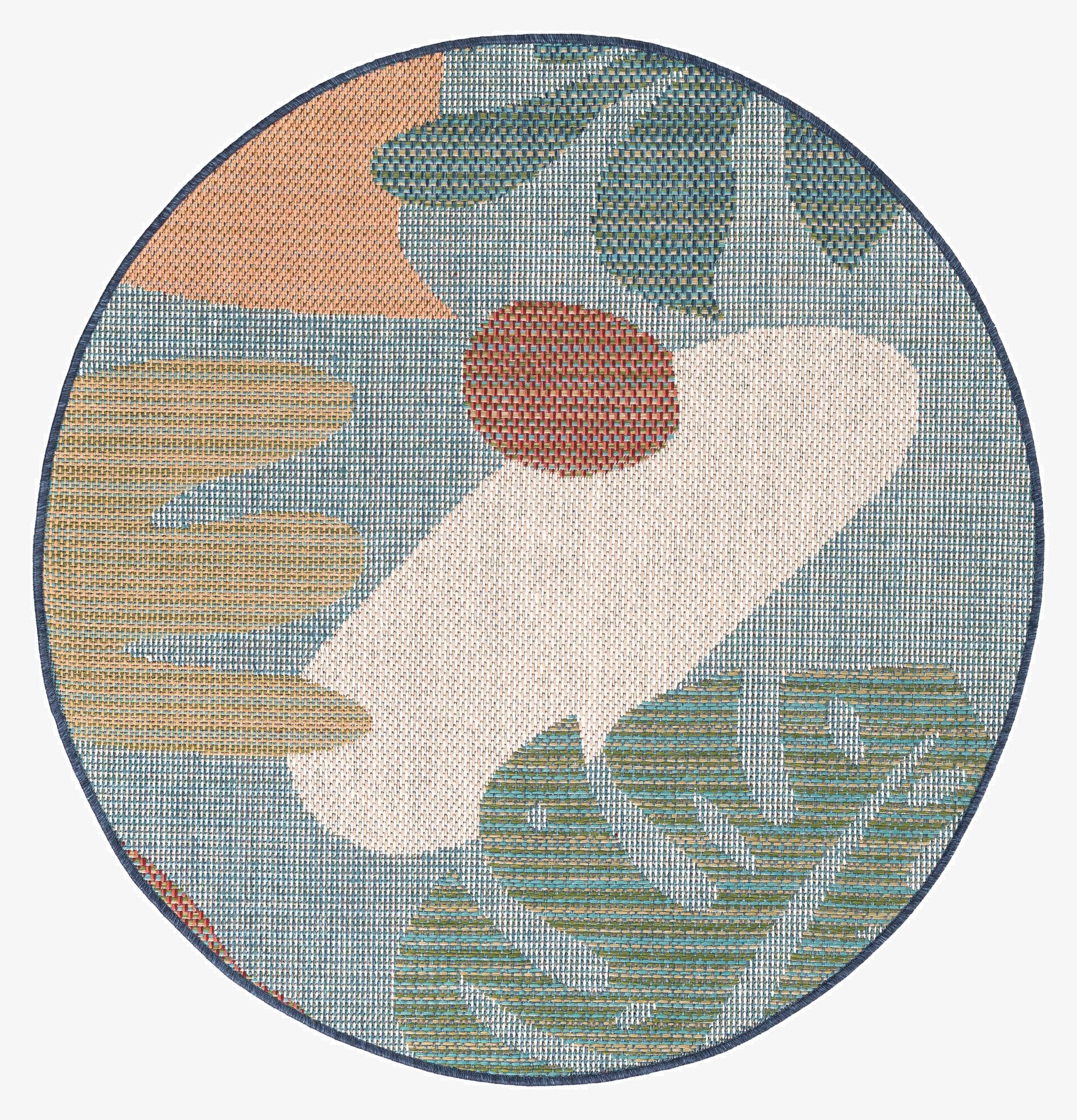  4' 1 x 4' 1  Washable Baja Indoor / Outdoor Round Rug
