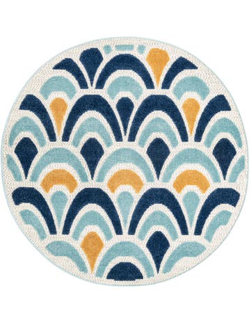 5' 3 x 5' 3 Washable Belize Indoor / Outdoor Round Rug