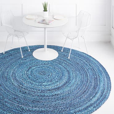  8' x 8'  Hand Braided Chindi Round Rug