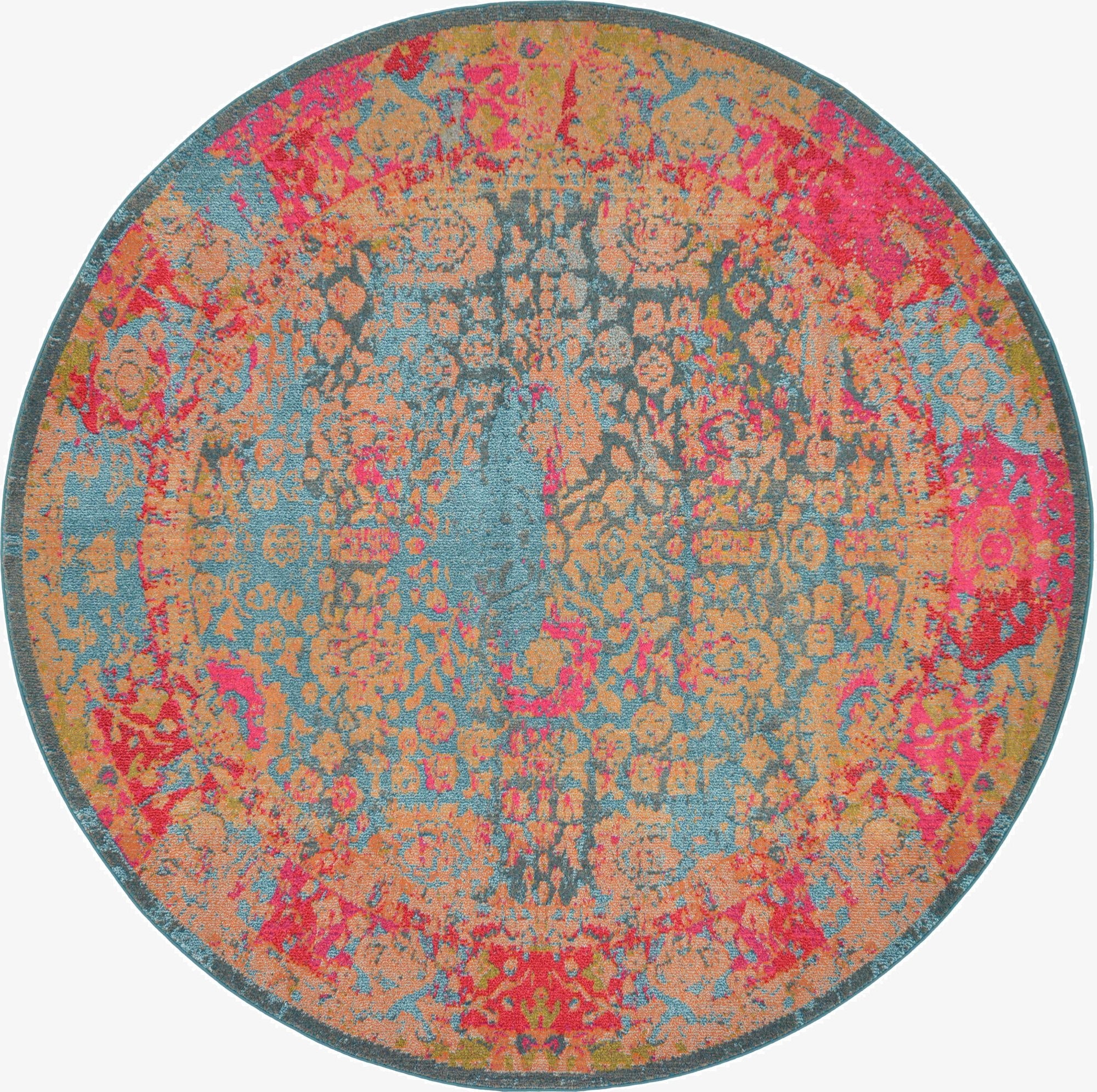  8' x 8'  Washable Fleur Round Rug