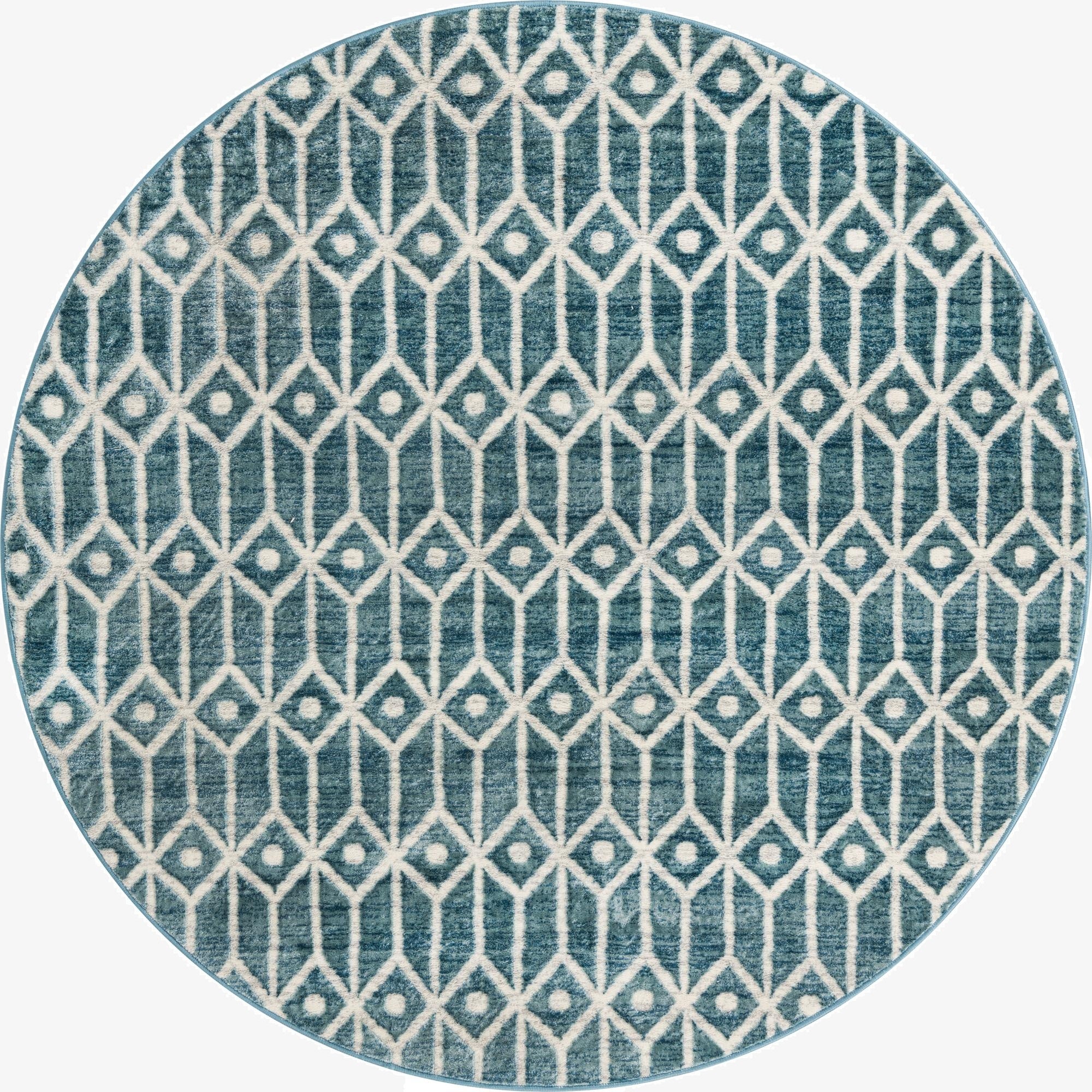  7' x 7' Lattice Trellis Round Rug