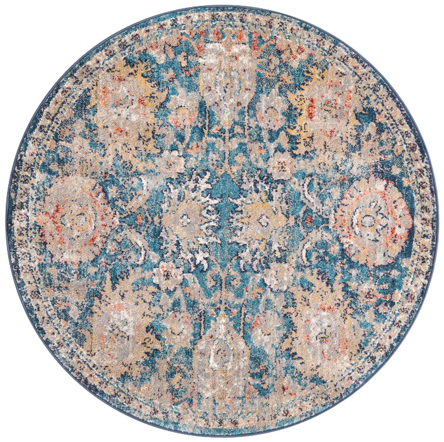 Blue 4' x 4' Lola Round Rug | Rugs.com