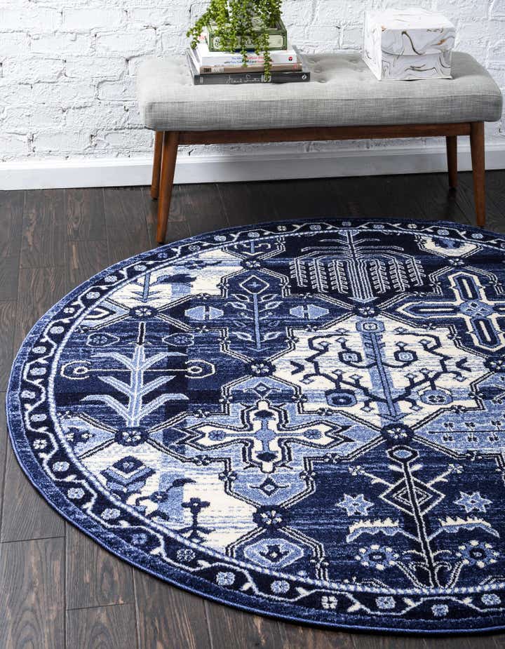 Blue 6' x 6' Miranda Round Rug | Rugs.com
