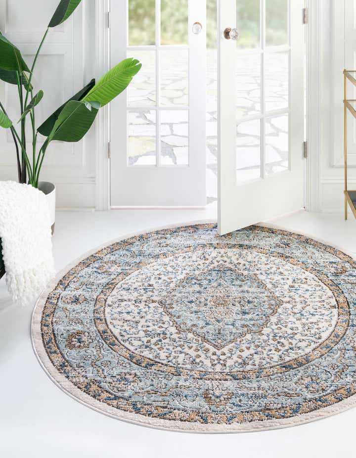 Blue 10' x 10' Nyla Round Rug | Rugs.com