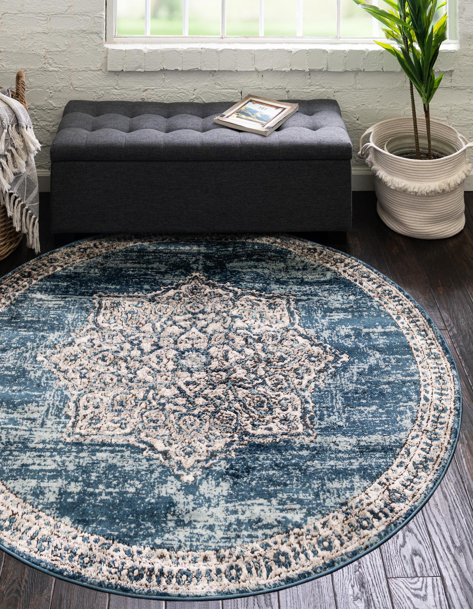 Blue 12' x 12' Nyla Round Rug | Rugs.com