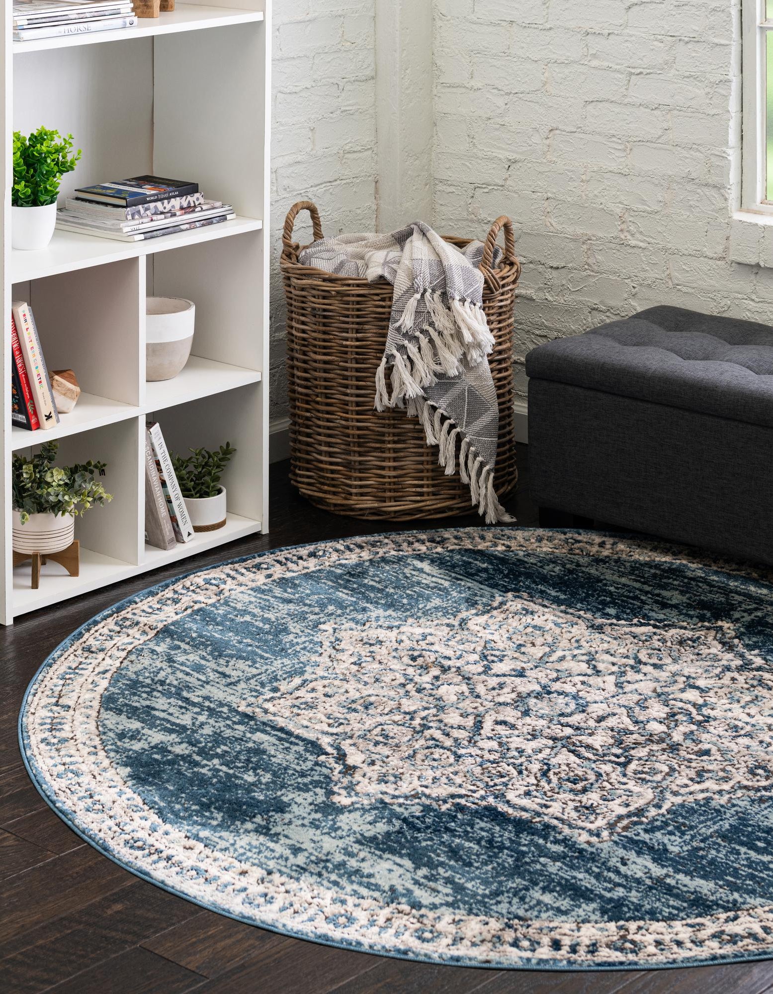 Blue 12' x 12' Nyla Round Rug | Rugs.com
