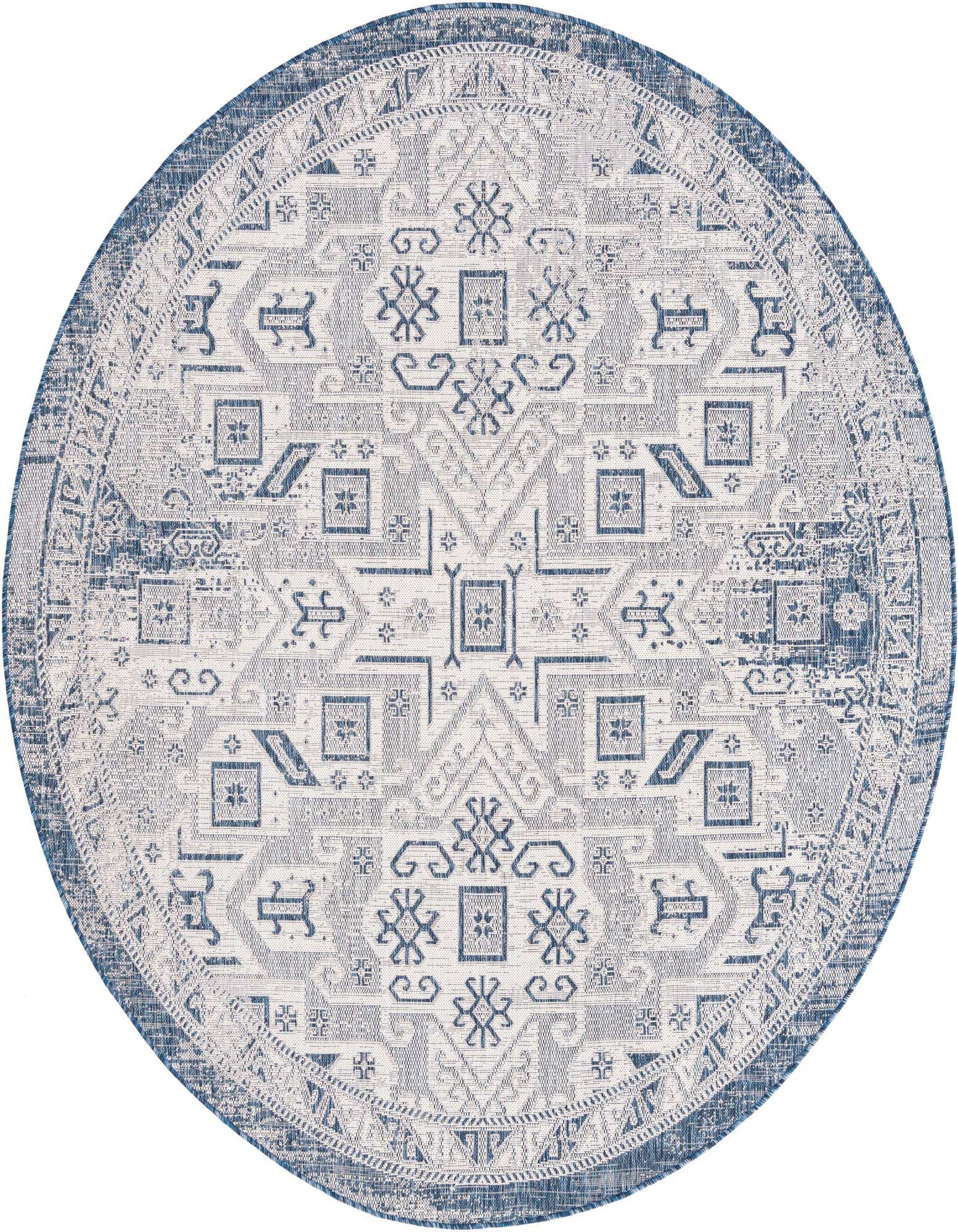 Primary image  7' 10 x 7' 10  Washable Aztec Indoor / Outdoor Round Rug