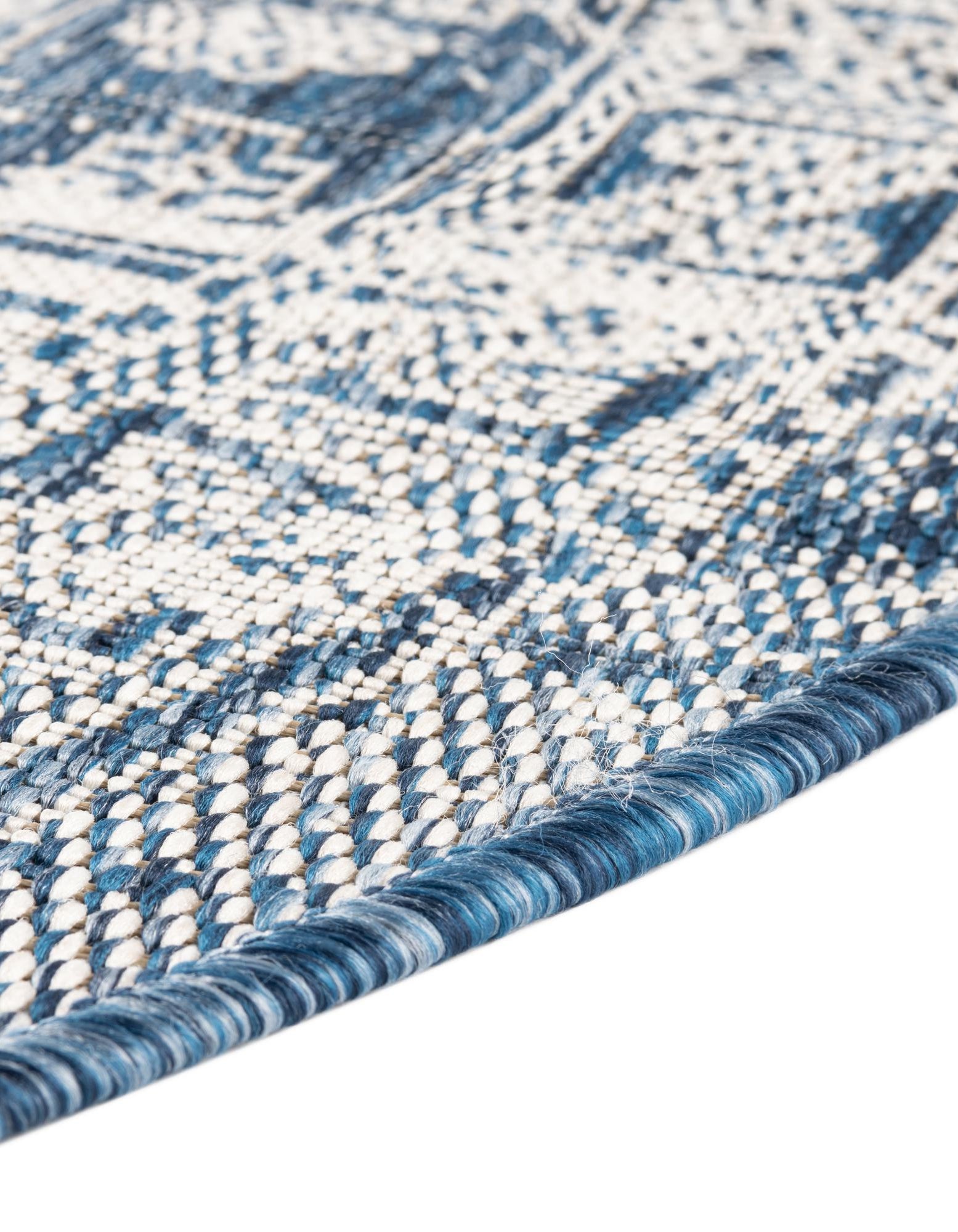 Blue 10' x 10' Aztec Indoor / Outdoor Round Rug | Rugs.com