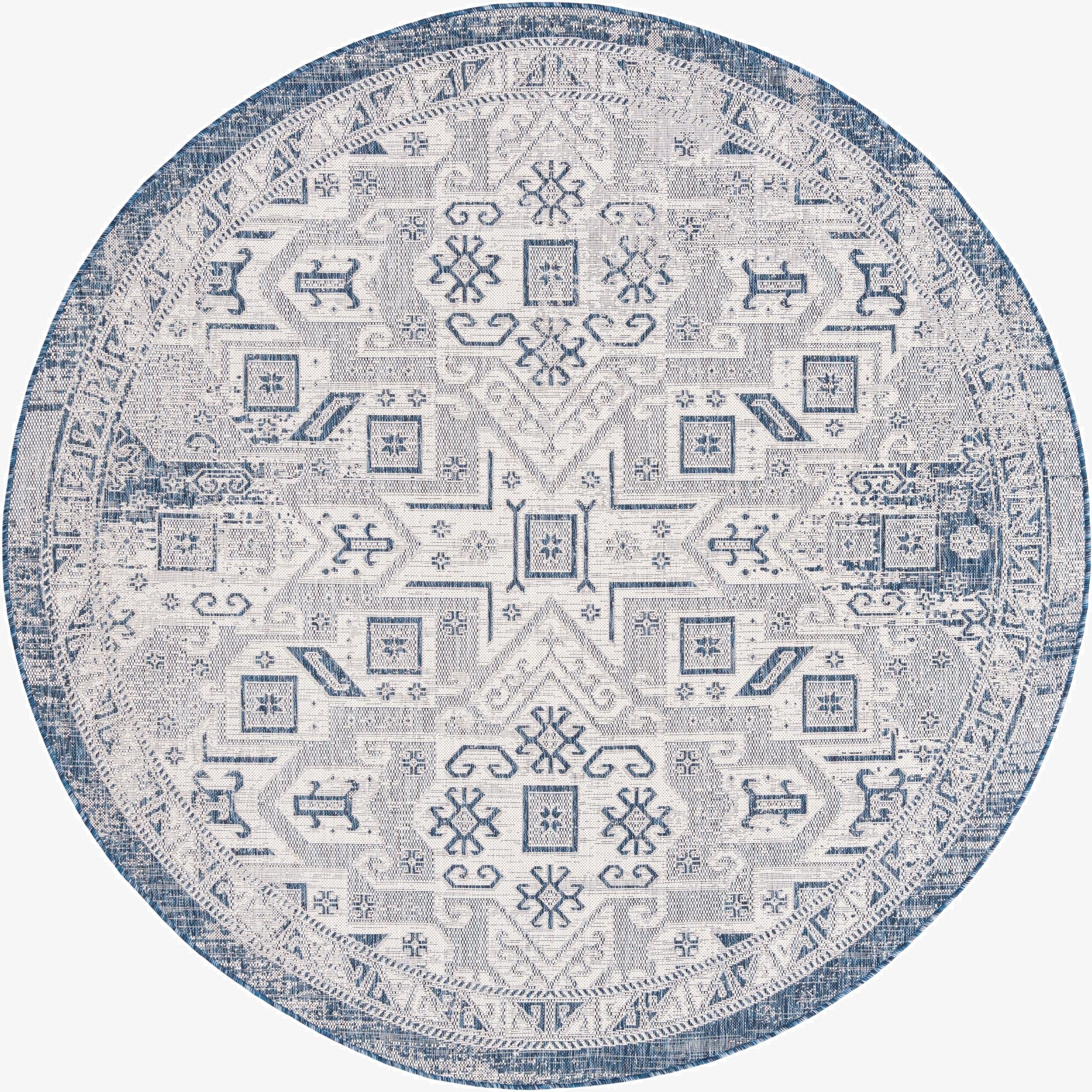 Primary image  7' 10 x 7' 10  Washable Aztec Indoor / Outdoor Round Rug