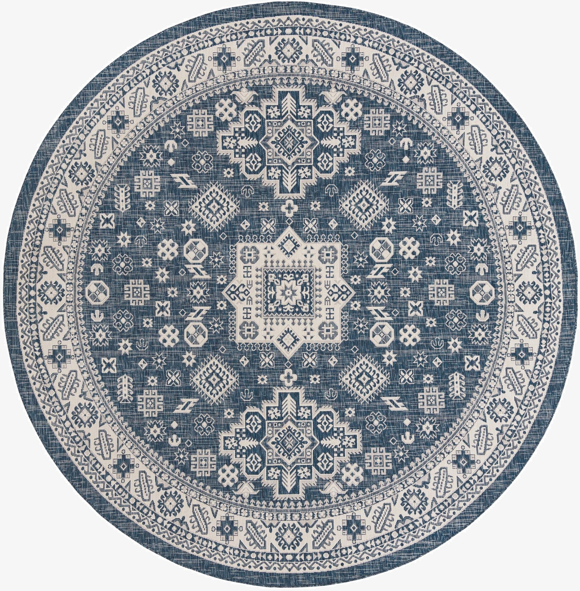 Primary image  10' x 10'  Washable Aztec Indoor / Outdoor Round Rug