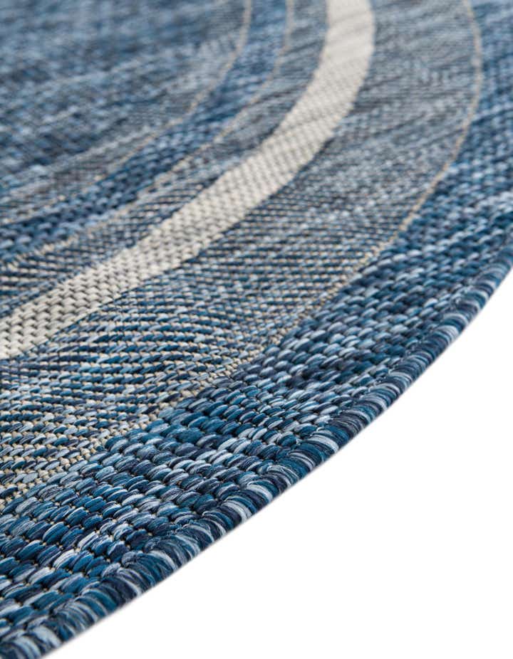 Blue 3' x 3' Washable Border Indoor / Outdoor Round Rug | Rugs.com