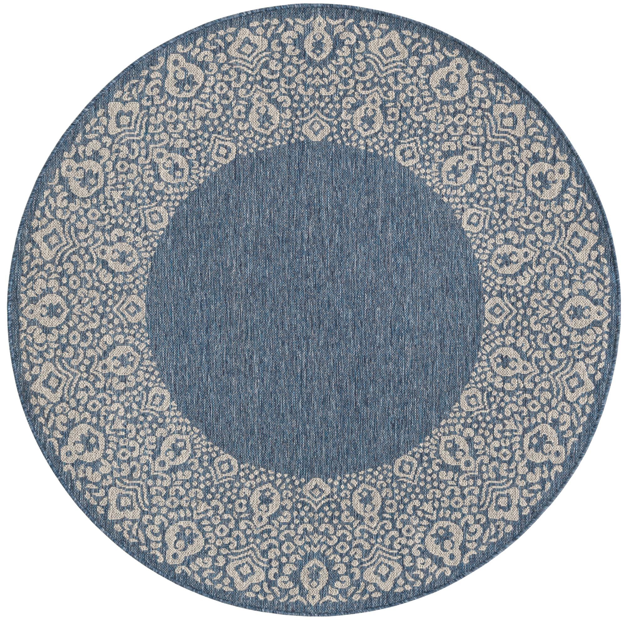 Primary image  5' x 5'  Washable Border Indoor / Outdoor Round Rug