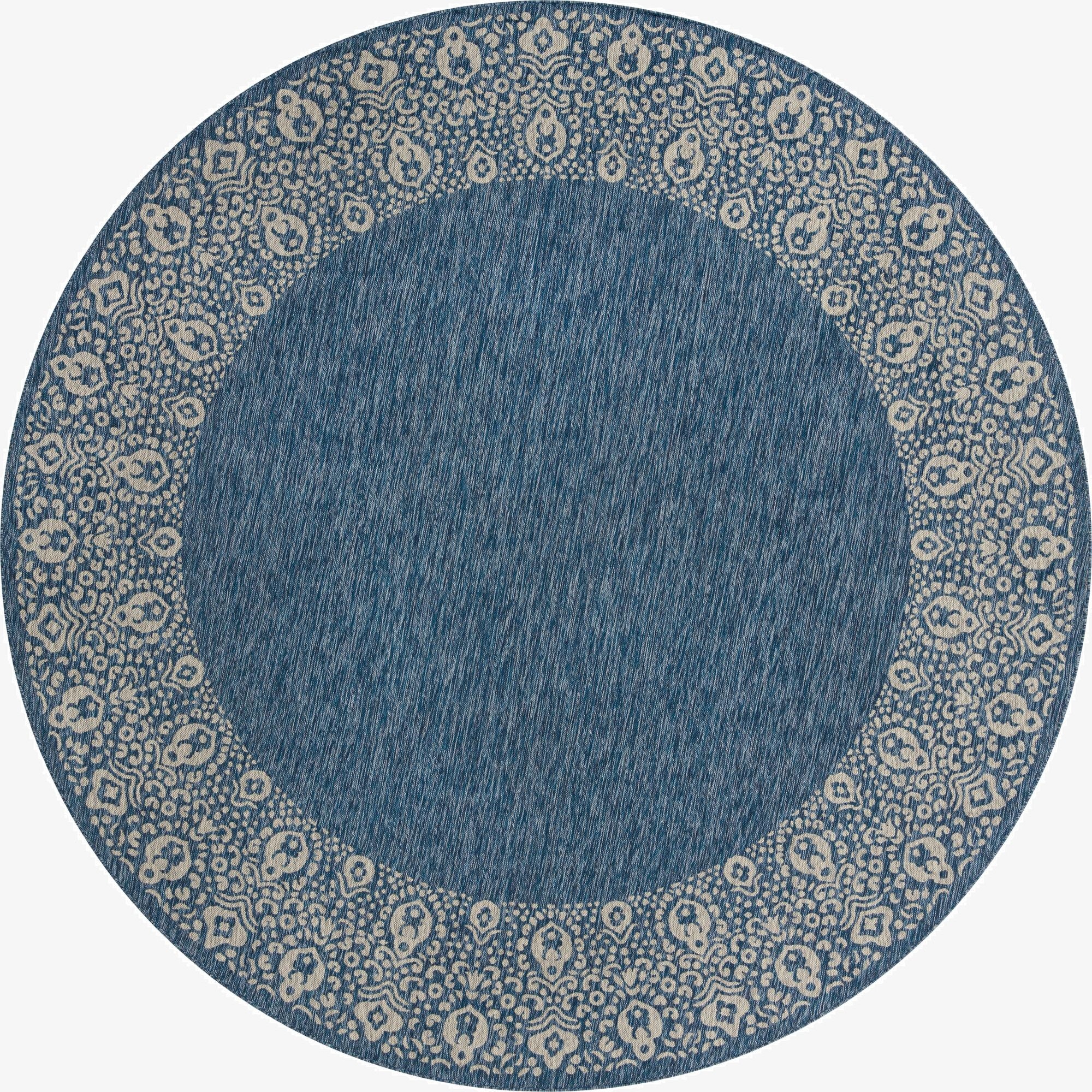  10' 8 x 10' 8  Washable Border Indoor / Outdoor Round Rug