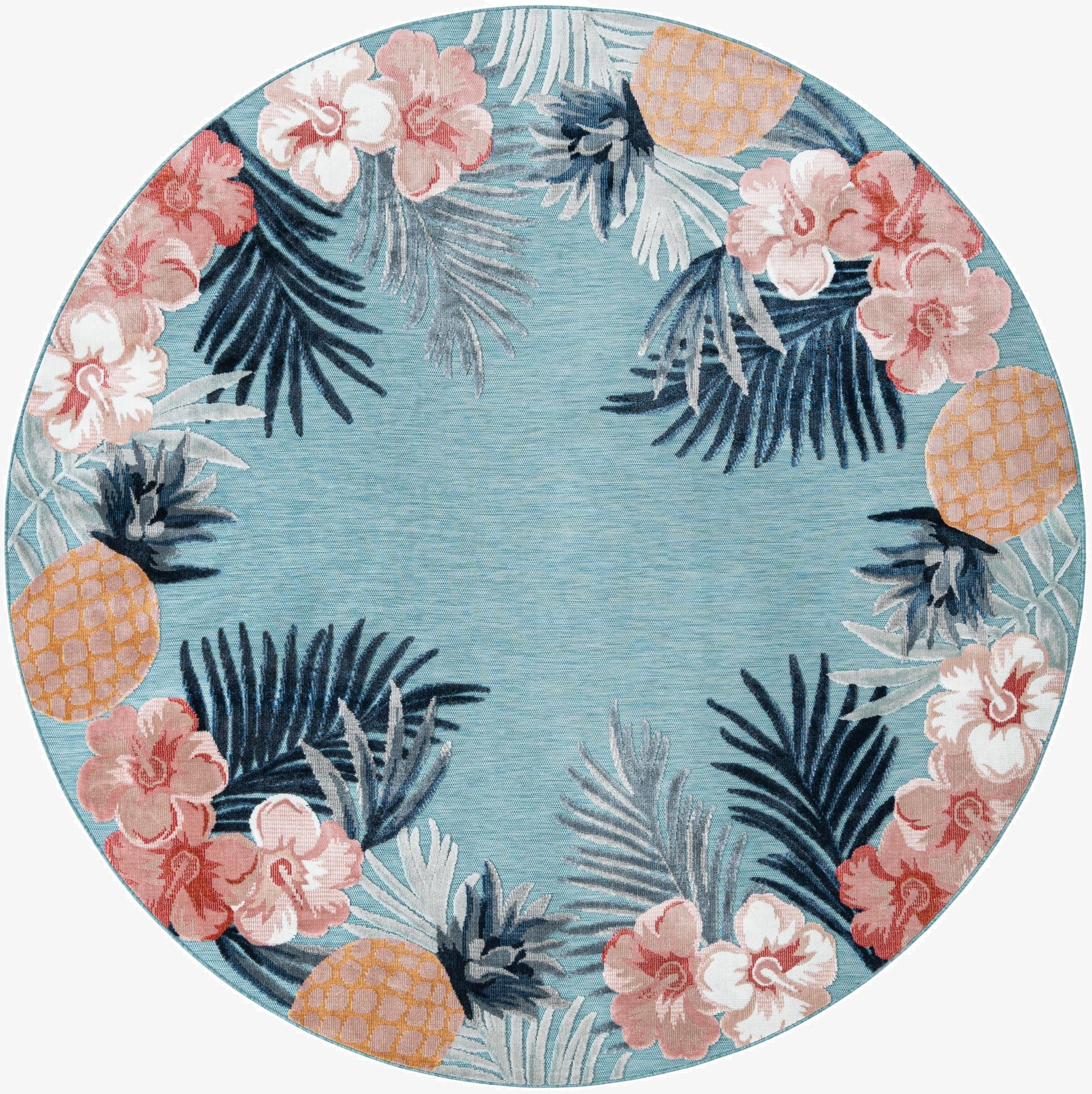  8' 2 x 8' 2  Washable Botanical Indoor / Outdoor Round Rug