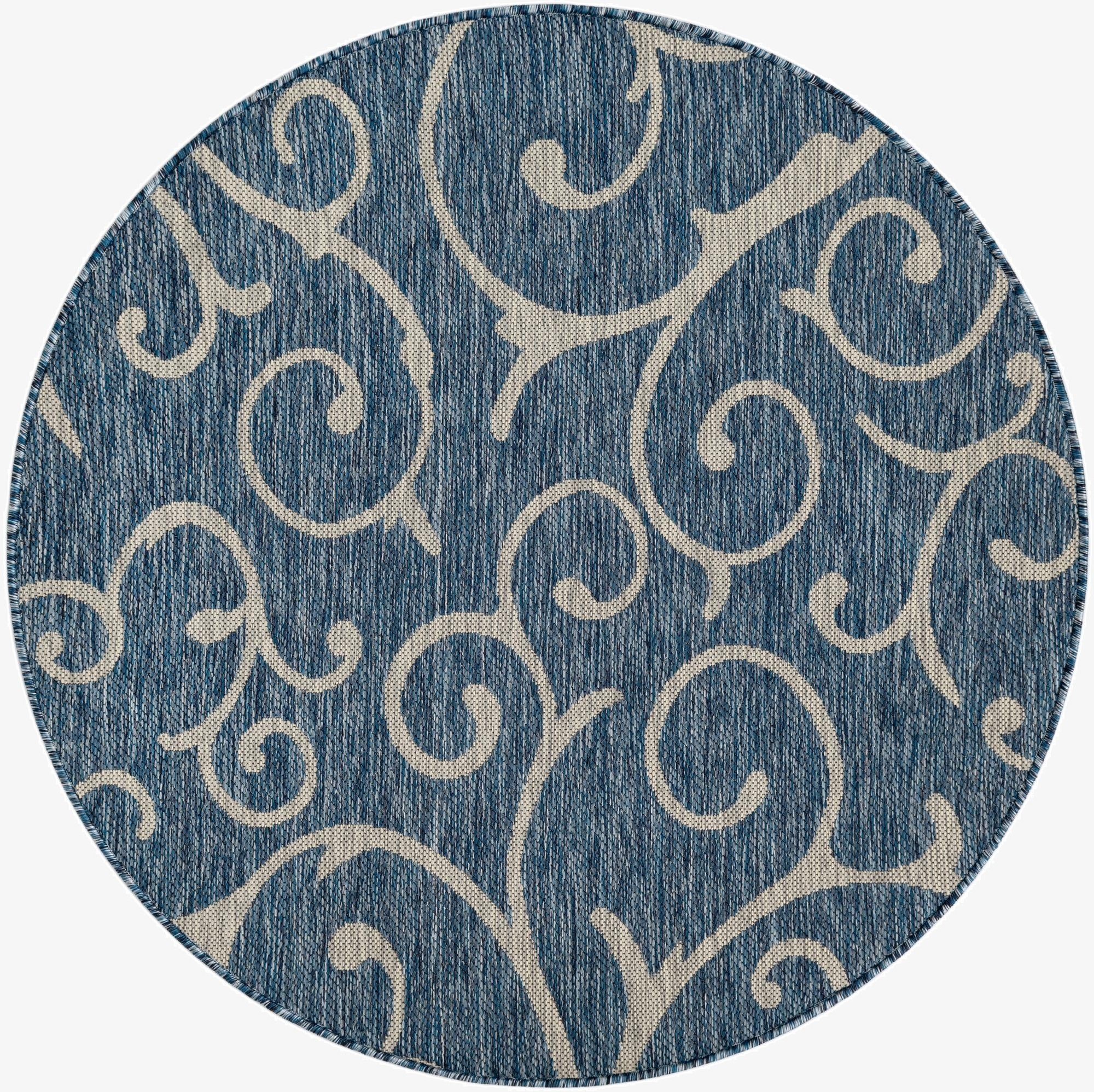  4' x 4'  Washable Botanical Indoor / Outdoor Round Rug