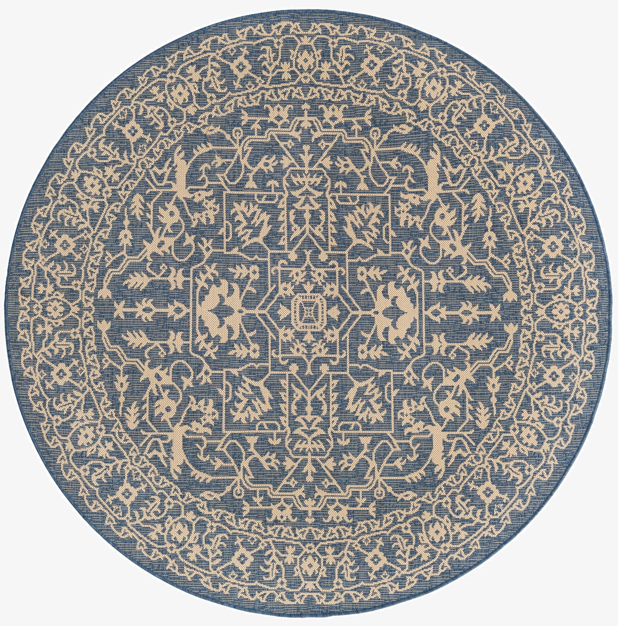  6' x 6'  Washable Botanical Indoor / Outdoor Round Rug