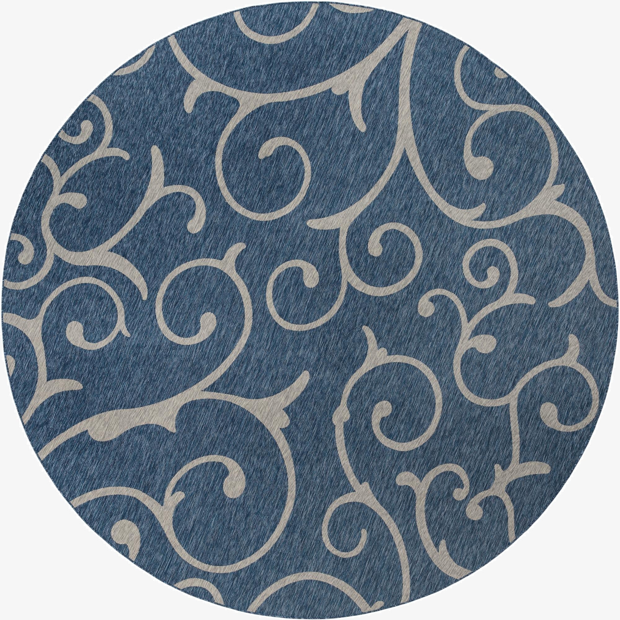  13' x 13'  Washable Botanical Indoor / Outdoor Round Rug