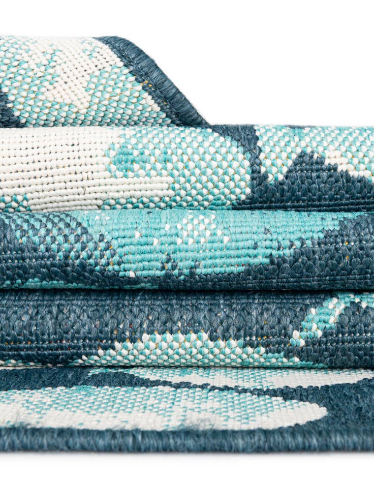 Detail image of  7' x 7'  Washable Coastal Indoor / Outdoor Round Rug