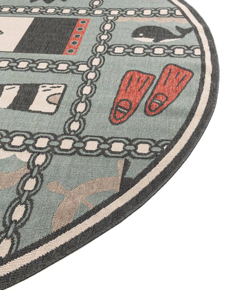 Detail image of  3' x 3'  Washable Coastal Indoor / Outdoor Round Rug