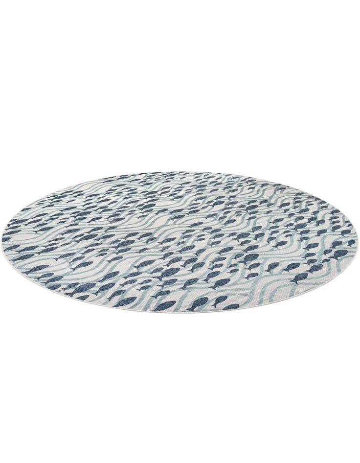 Detail image of  13' x 13'  Washable Coastal Indoor / Outdoor Round Rug