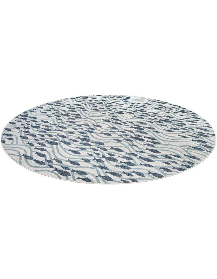 Detail image of  13' x 13'  Washable Coastal Indoor / Outdoor Round Rug