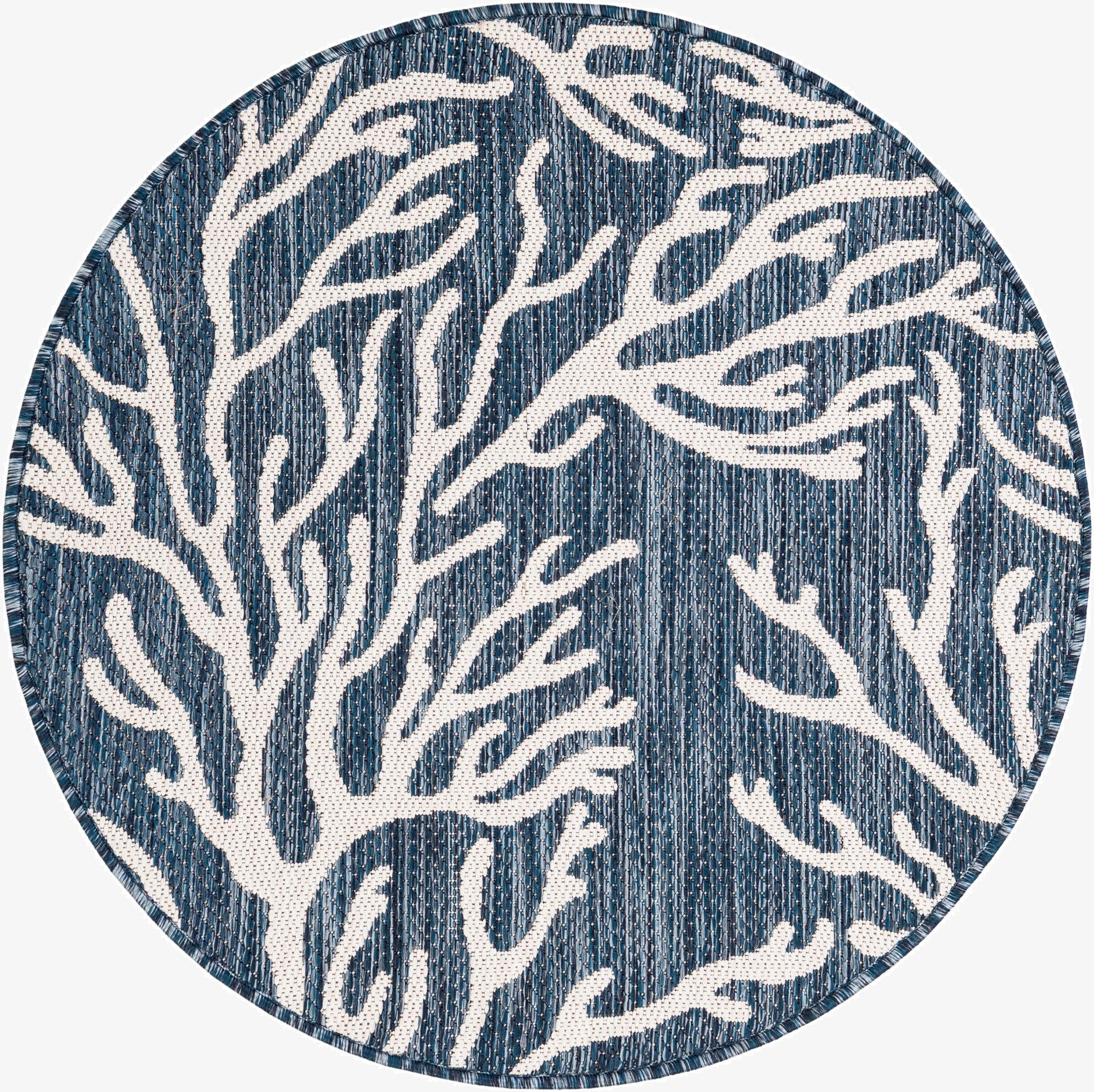  3' x 3'  Washable Coastal Indoor / Outdoor Round Rug