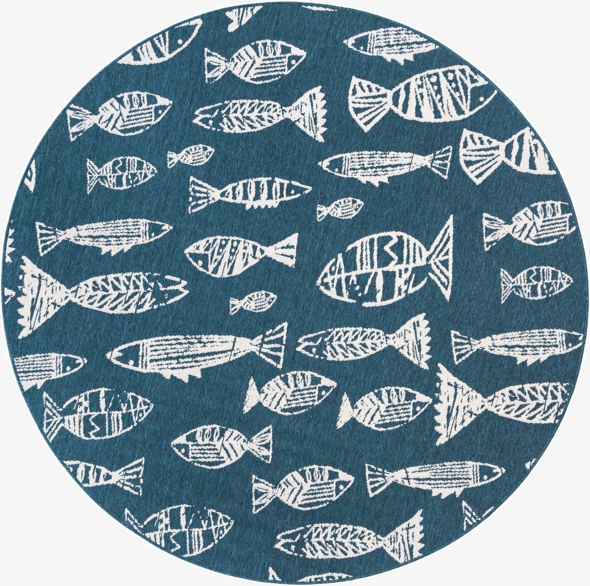  7' x 7'  Washable Coastal Indoor / Outdoor Round Rug