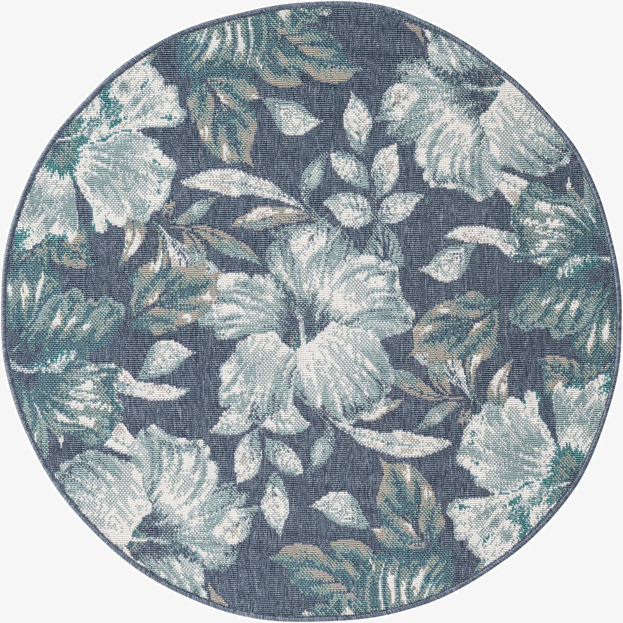  4' x 4'  Washable Coastal Indoor / Outdoor Round Rug