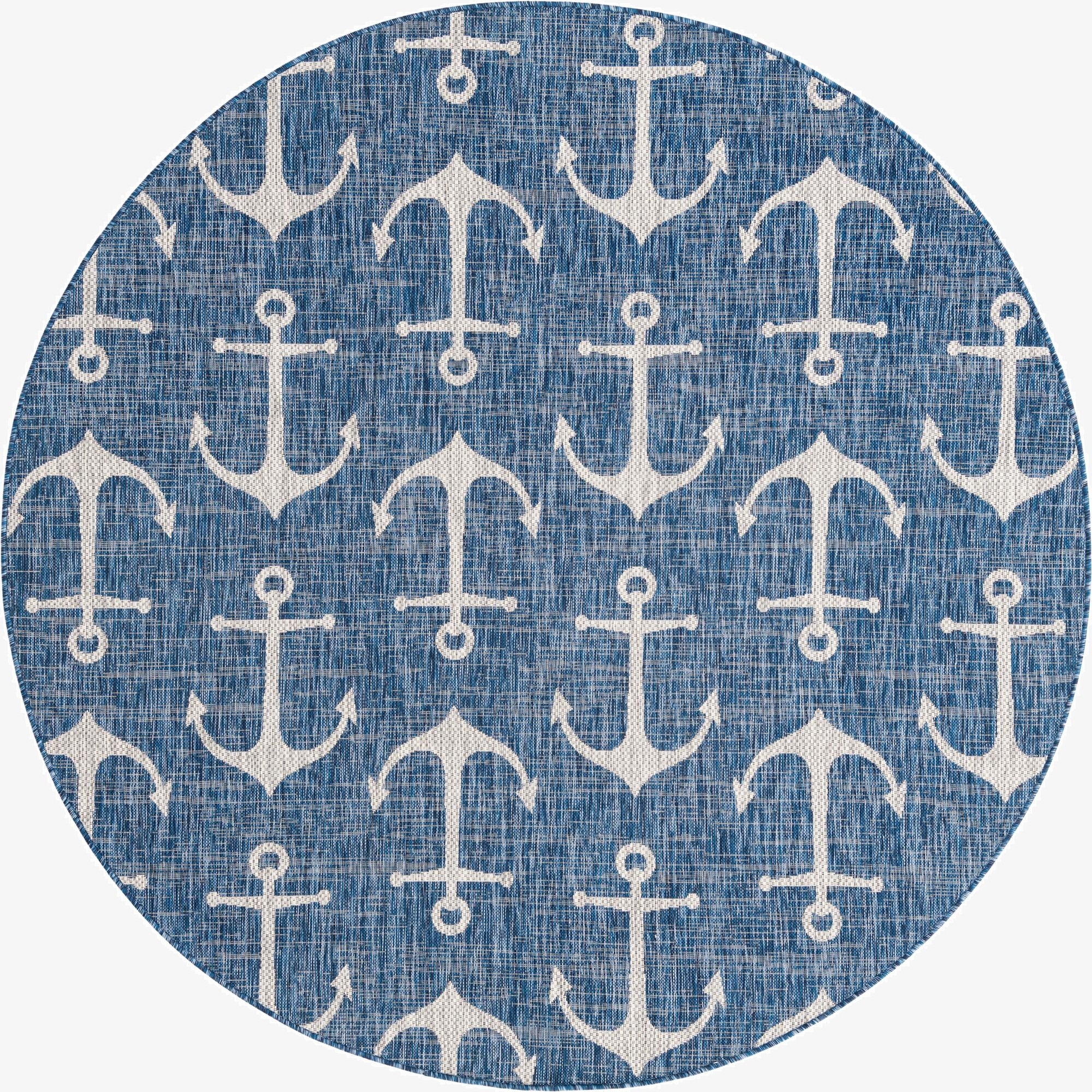  7' 10 x 7' 10  Washable Coastal Indoor / Outdoor Round Rug