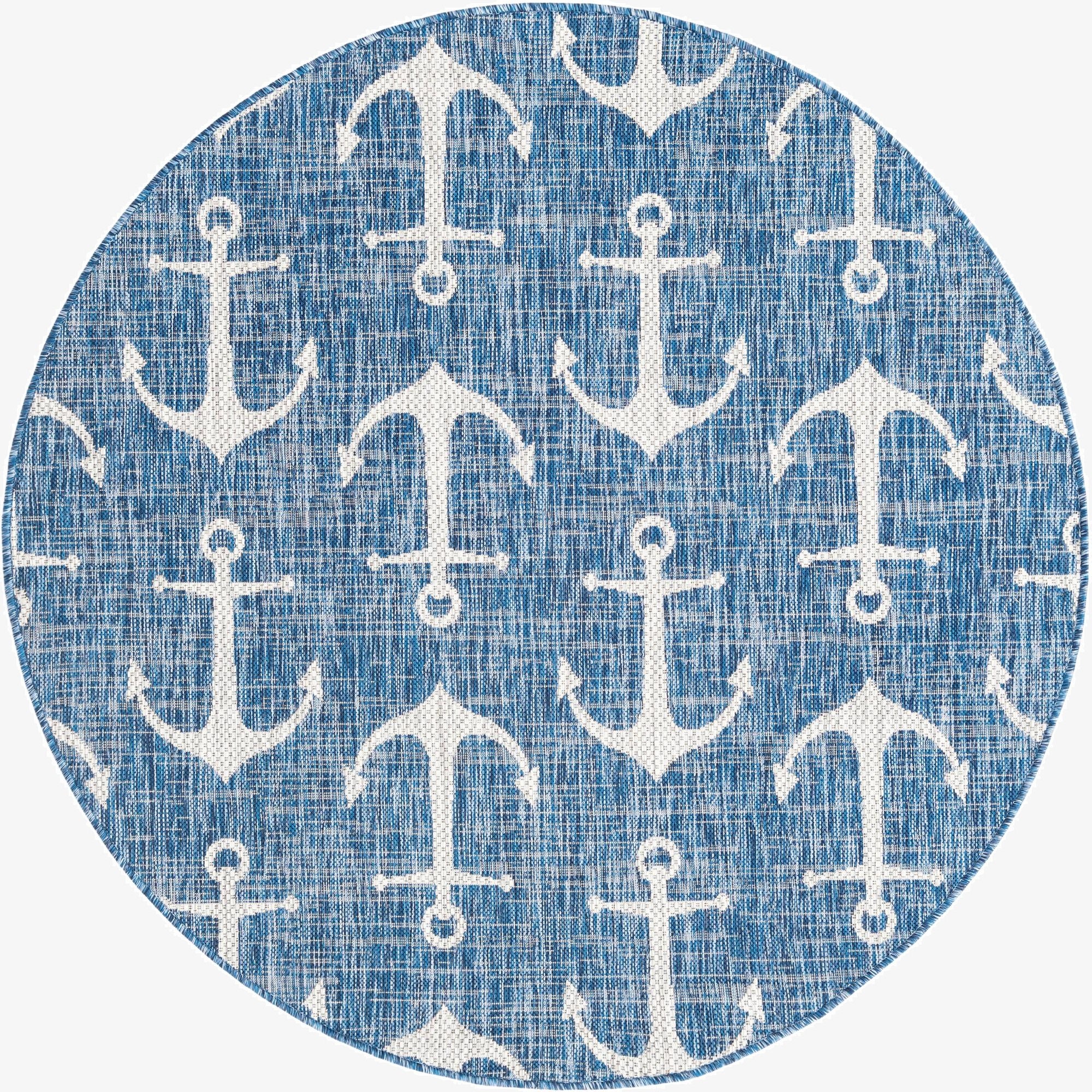  5' 3 x 5' 3  Washable Coastal Indoor / Outdoor Round Rug