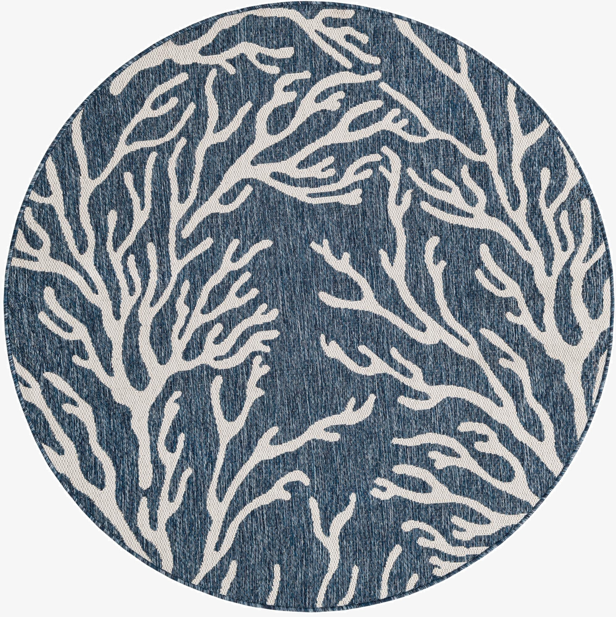  5' 3 x 5' 3  Washable Coastal Indoor / Outdoor Round Rug