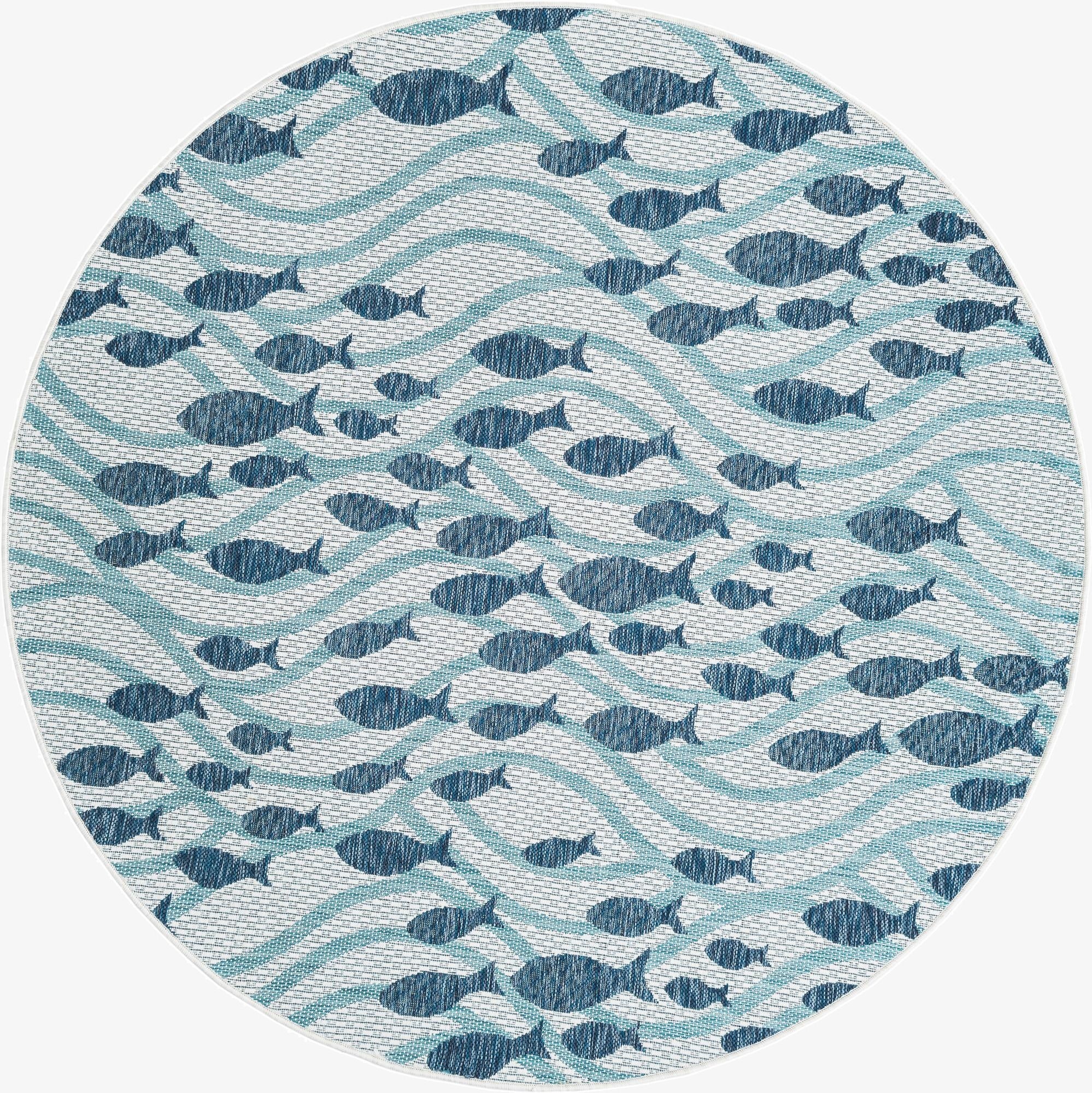  6' 1 x 6' 1  Washable Coastal Indoor / Outdoor Round Rug